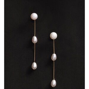Gold and Pearl Dangle Earrings